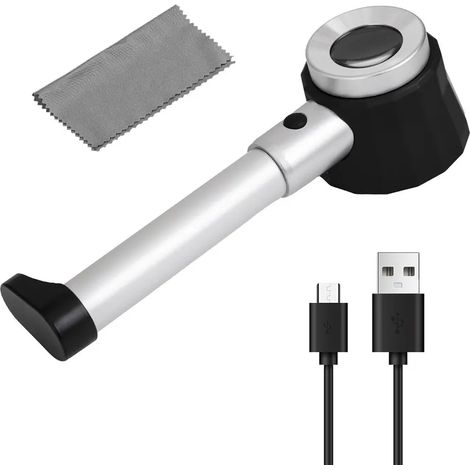 Lente d'ingrandimento portatile 30X con doppia lente 10X/30X, righello graduato, luce LED e UV per gioielli e pelle. (1/5)