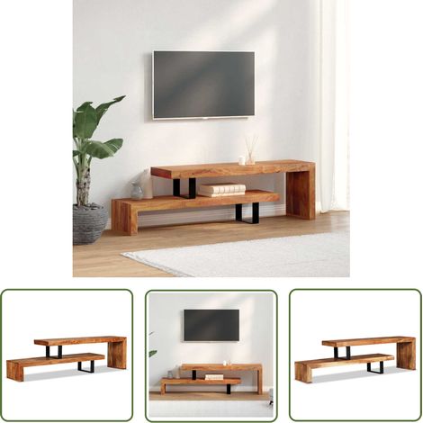 The Living Store Meuble TV Bois d'acacia massif - Meubles Tv - Meuble Tv Bois - Meuble Tv Design - Meuble Tv Industriel - Meuble Tv Vintage (1/5)
