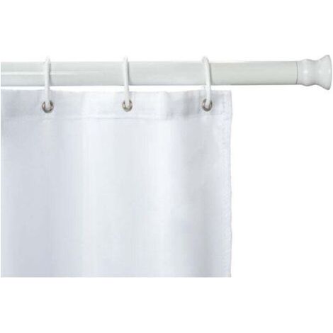 QORVA-Barre de douche extensible extra épaisse , 110 à 245 cm, Installation sans perçage, Aluminium inoxydable - plastique, 28 mm x 110-245cm, Blanc (1/4)