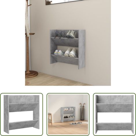 Schuhregal -  Wand-Schuhschrank Betongrau 60x18x60 cm Holzwerkstoff