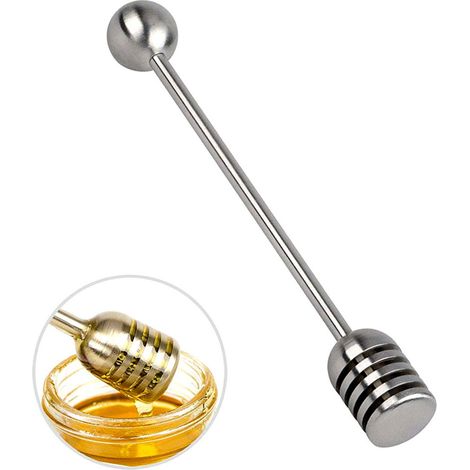 2 Cuillère à miel, Acier inoxydable 304, Manche sphérique, Rainures de dosage, Pour pots et boissons (1/5)