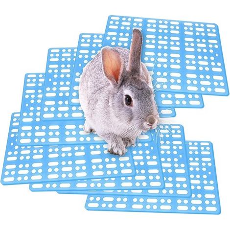 Ensemble de 8 tapis pour cage à lapins - Tapis en plastique pour petits animaux - Avec trous de drainage (1/5)
