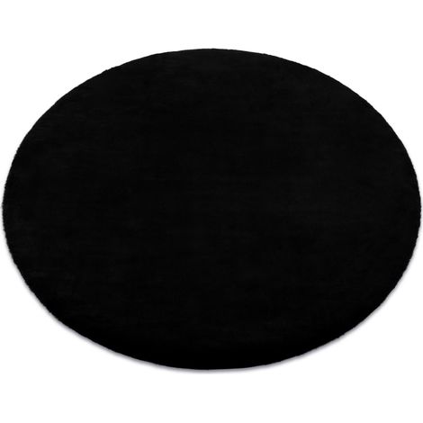 Tappeto BUNNY cerchio nero IMITAZIONE PELLICCIA DI CONIGLIO black rotondo 120 cm