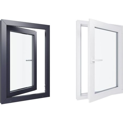 Finestra in PVC - Triplo vetro - Bicolore - Bianco e grigio - 600 mmx900 mm cm (1/5)