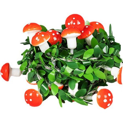 Guirlande Lumineuse Champignon - 3 M - 20 LED - Alimentation Piles AA - Décoration Intérieure Extérieure - 1 Pièce (1/5)