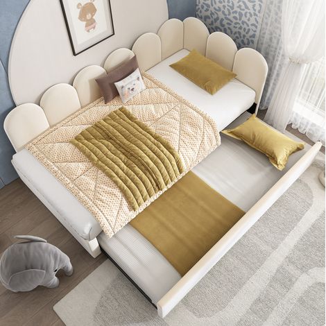Sofá-cama 90x200 Cm Cama Nido Terciopelo Beige (1/5)