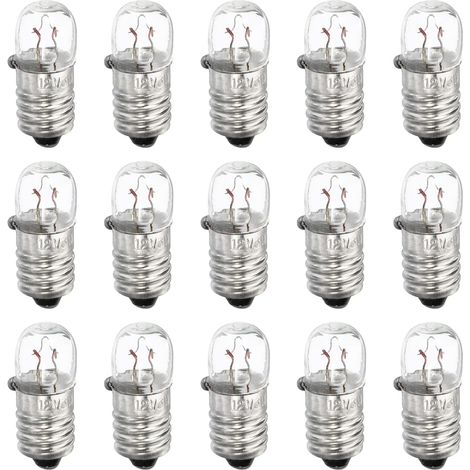 Ampoules Miniatures E10 12V 3W Jaune Chaud Lot de 15 avec Boîte Verre et Métal pour Lampe de Poche Instrumentation Signalisation (1/5)
