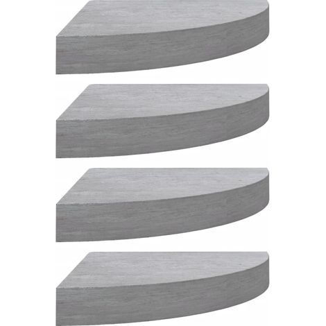 Étagères d'angle murales 4 pcs，Étagère flottante Gris béton 25x25x3,8 cm MDF CFW82804 (1/5)
