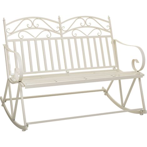 Sofa balancin de forja blanco 116x45x91h cm