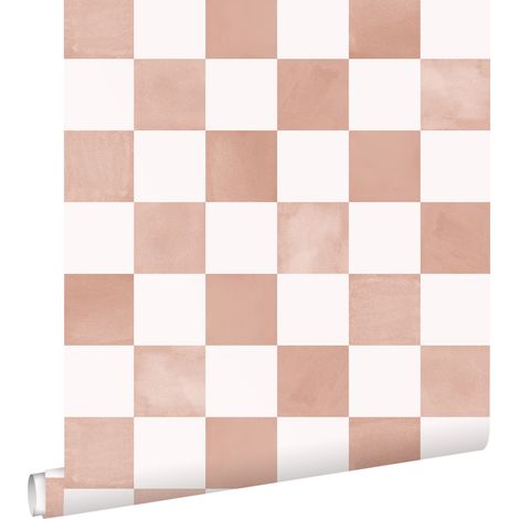 papier peint à damier marron et blanc - ESTAhome (1/5)