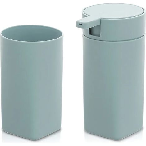 Set accessori bagno dispenser e portaspazzolini da appoggio acquamarina in abs Tender (1/5)