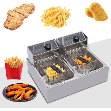 Friteuse électrique de plan de travail 5000W Réservoir unique Restaurant commercial (1/5)