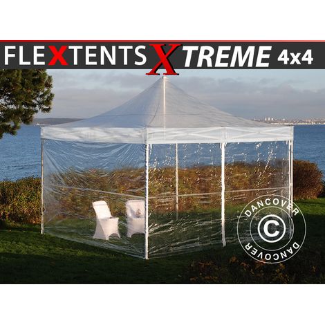 Tente pliante FleXtents Xtreme 50 4x4m Transparent, avec 4 cotés