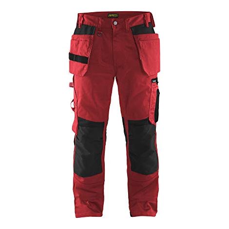 Pantaloni da lavoro artigianali senza tasche flottanti 1555 - Rosso/Nero L - FR(46) - SE(C52) - Corti (1/3)