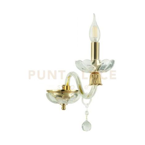 APPLIQUE ROXANNE 1 LUCE ATTACCO E14 L.12CM  H.22CM CRISTALLO E ORO