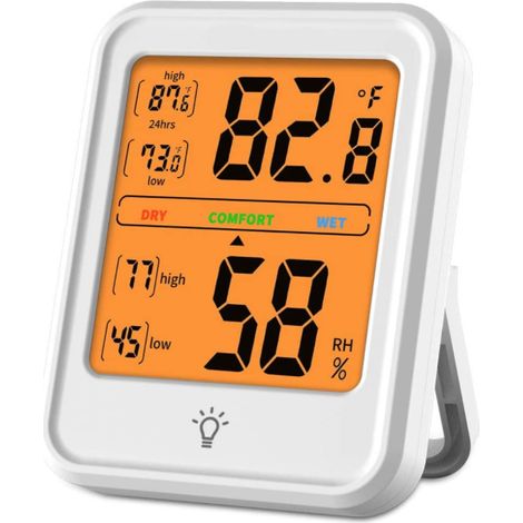 Thermomètres Hygromètre Numérique d'Intérieur,Thermomètre de Précision,Moniteur de Température,Jauge d'Humidité avec Rétroéclairage pour Maison,Bureau,Serre GROOFOO