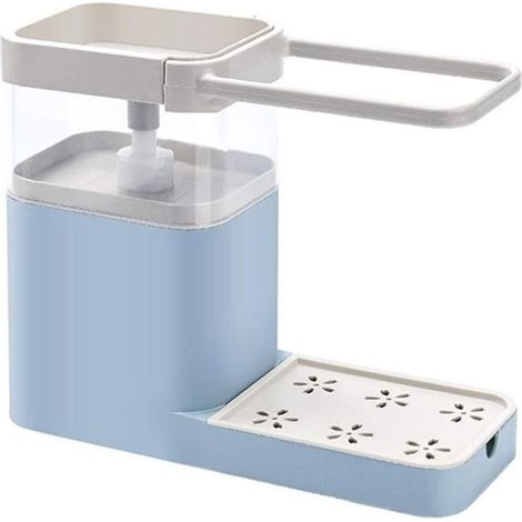 Estante para fregadero, dispensador de jabón, soporte para esponja, escurridor, sistema de drenaje, cocina (1/5)