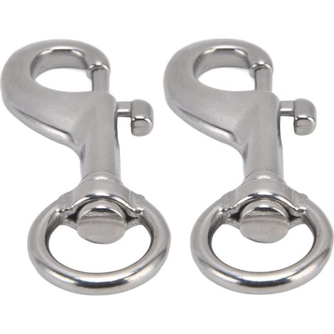 Lot de 2 mousquetons pivotants à Boulon à œil, 3/4" en Acier Inoxydable de qualité Marine pour plongée/Porte-clés/Chien (1/5)