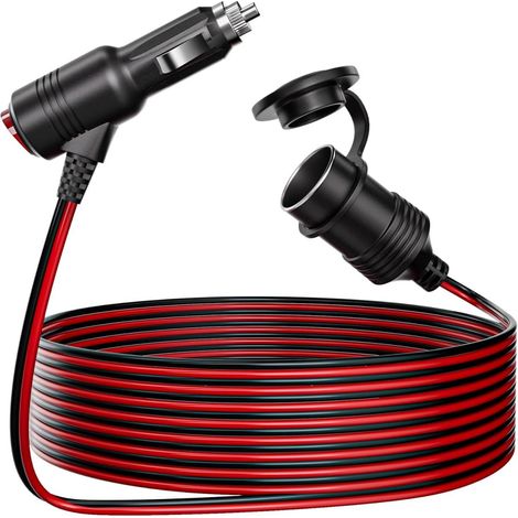 Câble Rallonge Allume-Cigare - 12 V - 3 M - 1 Prise Femelle Supplémentaire - Pour Voiture Camping-Car Bateau - 1 Pièce