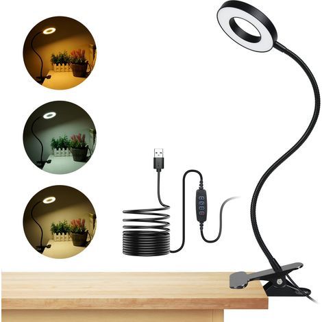 Lampada da scrivania a LED, lampada da lettura a clip orientabile a 360°, 3 modalità di illuminazione, pulsante intelligente, luminosità delicata per gli occhi. (1/5)