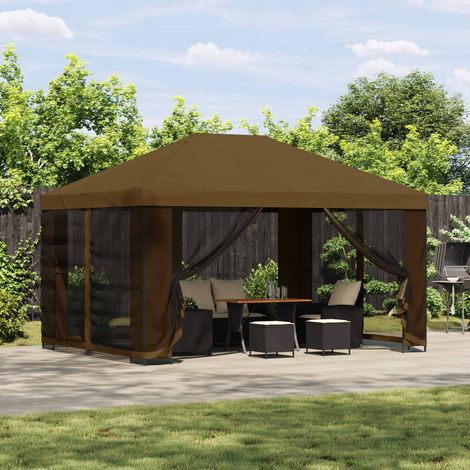 vidaXL Gazebo 4 x 3 m Taupe Polyester and Steel 190 gsm