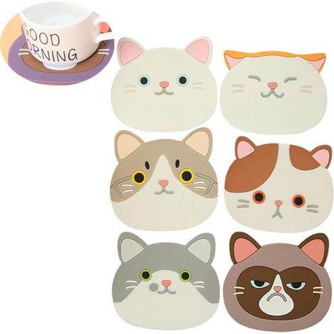 6er Set Untersetzer Silikonuntersetzer Untersetzer mit Halter Untersetzer für Gläser Untersetzer Set Isoliermatte Hitzeschutzmatte Rutschfest Hit (1/5)