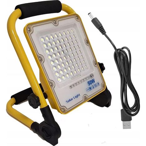 Lampada alogena a LED portatile da 50W 230V + cavo USB, alimentata a batteria, ideale per cantieri edili. (1/5)