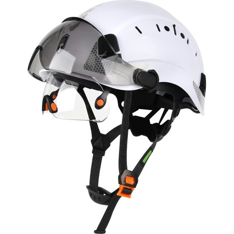 Casque de protection industriel certifié EN397 et EN166 avec visière teintée + transparente Casque de sécurité avec double visière pour la construction, l'artisanat et l'industrie (1/5)
