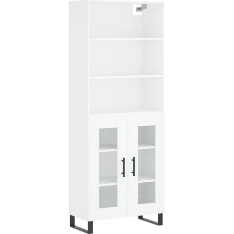 Aparador buffet cómoda armario mueble organizador cocina salón salón alto 69,5 x 34 x 180 cm madera contrachapada blanco 020032543