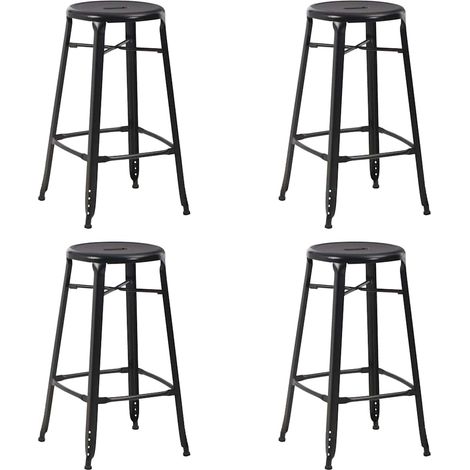 vidaXL Bar Stools 4 pcs Black Steel (1/5)