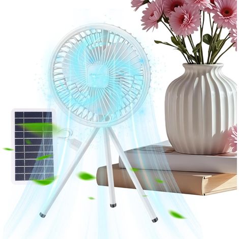 Ventilateur Solaire Souffleur D'Air De Sol Et Bureau Sur Trépied  ventilateur à panneau solaire avec lumière pour tente jardin plage camping pêche patio parc pique-nique (1/5)