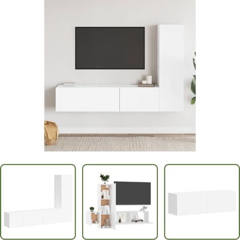 TV-Schrank Set - 3-tlg. TV-Schrank-Set Weiß Holzwerkstoff (1/5)