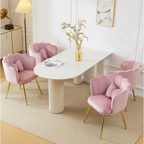 Polsterstuhl Samt mit Blütenblatt-Rücken Rosa OKMYHOME (1/5)