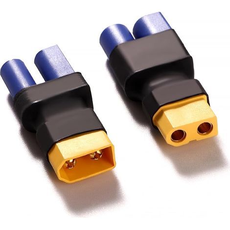 2 Pièces EC5 à XT60 Adaptateur de Connecteur, Adaptateurs EC5 Mâle vers Femelle XT-60 et Adaptateurs XT-60 Mâle vers Femelle EC5, pour Batterie LiPo RC (1/5)