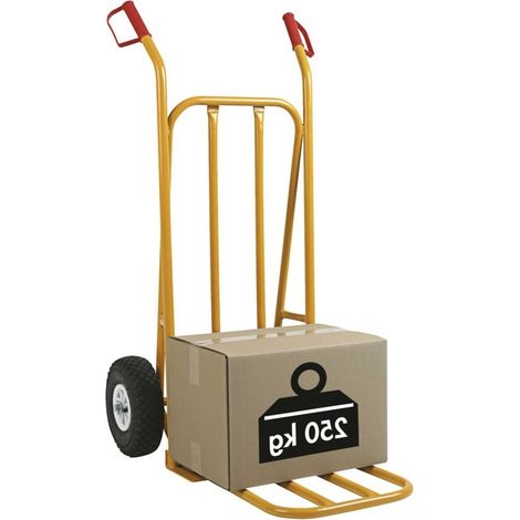 Diable acier 250 kg DOUBLE BAVETTE JAUNE 720 x 535 x 1120mm (1/3)