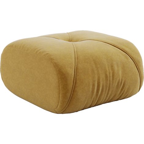 Puf otomano de chenilla amarillo HOMVRA (1/5)