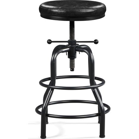 Lot de 1 Tabouret de Bar Industriel en Similicuir Noir (1/5)