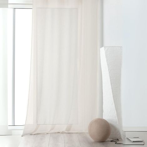 Rideau voilage tamisant en poly-lin Blanc cassé 145x240 cm (1/2)