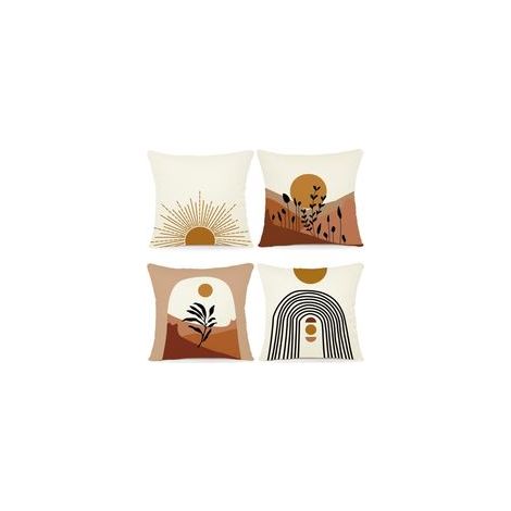 Lot de 4 Housse Coussin 45x45 Florale Peinture à l'aquarelle Housses de Coussin Décoratives en Coton Lin Taie Oreiller de Canapé Housse De Coussincarré pour Lit Voiture De La Maison Canapé