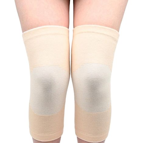 Coppia di ginocchiere in bambù per uomo e donna, ginocchiere elastiche e calde a compressione in bambù per corsa, pallavolo, fitness, taglia XL. (1/3)