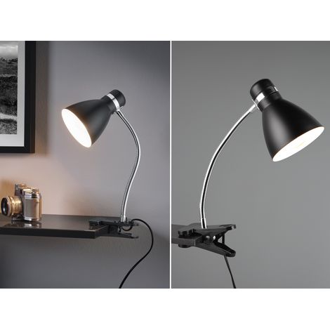 LED Klemmleuchte flexibel, Chrom & Metallschirm Schwarz, 36cm (1/5)