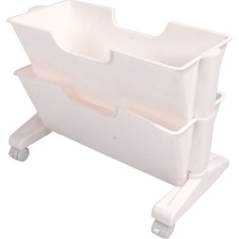 Étagère de bureau mobile à double niveau, petite bibliothèque amovible, étagère à roulettes pour dortoir, blanche (1/5)