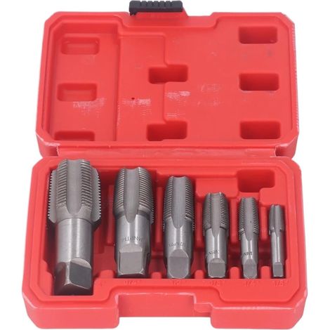 Taraud tube acier carbone NPT 6 pièces, pour tube et atelier (1/5)