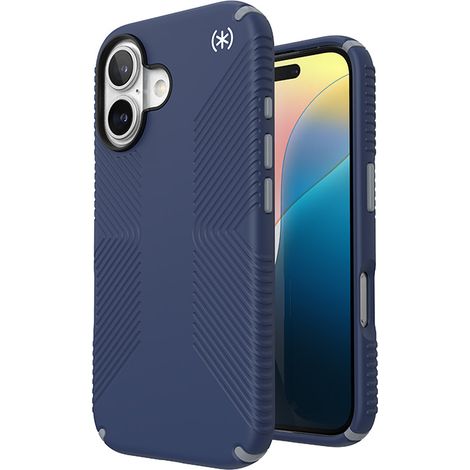 Étui Speck Presidio2 Grip pour iPhone 16 (Bleu côtier / Gris poussière / Blanc) (1/5)