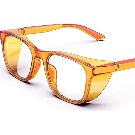 Lunettes de sécurité transparentes avec protections latérales, antibuée et anti-rayures avec poignées antidérapantes et protection UV complète - Lunettes de sécurité idéales pour femmes et hommes (1/5)