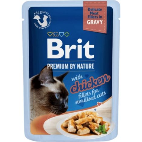 BRIT PREMIUM CAT Adult Sterilisierte Hähnchenfilets (Beutel) 85g