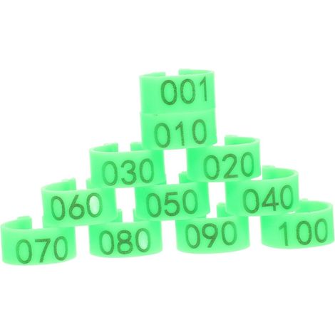 100 Bagues Numérotées en ABS pour Pattes de Pigeon, Anneaux à Clip Légers et Robustes Vert Clair pour Volaille et Perroquet (1/5)