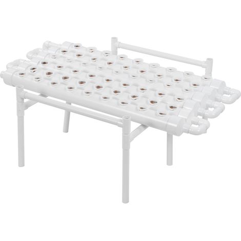 Kit de culture hydroponique à 1 niveau, 54 emplacements pour plantes, tuyaux en PVC, système de culture, prise 100-240 V. (1/5)