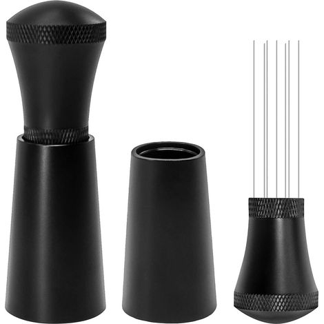 Ensemble mélangeur et distributeur de café expresso en alliage d'aluminium avec mélangeur à 7 aiguilles de 0,4 mm et support, noir (1/5)