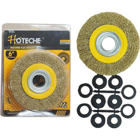 Trade Shop - Spazzola Circolare Disco Fili Acciaio 150 Mm 6'' Per Smerigliatrice Mola Da Banco - (1/3)